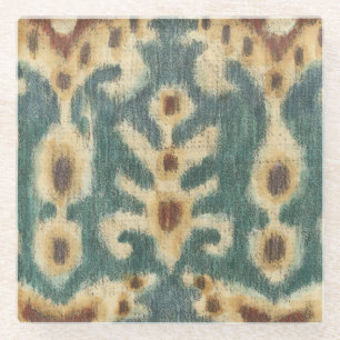Dessous-de-verre En Verre Conception décorative d'un tissu Ikat par Charikli