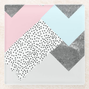 Dessous-de-verre En Verre Conception pointillée par marbre en pastel de