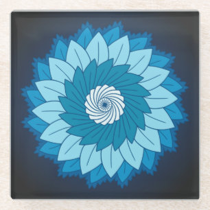 Dessous-de-verre En Verre Cool et coloré Mandala Motif Flames bleues