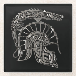 Dessous-de-verre En Verre Cool Warrior Metallic Dragon Helmet