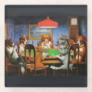 Dessous-de-verre En Verre Coolidge Classique Vintage Jeu de Poker Chien Art
