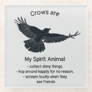 Dessous-de-verre En Verre Corbeaux drôles Animal spirituel Humour Citation T