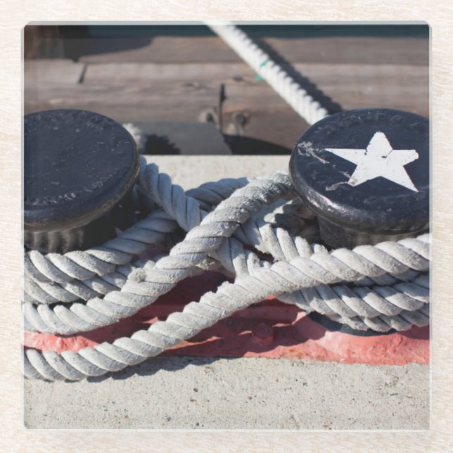 Dessous-de-verre En Verre Corde attachée à deux bornes (Devant)