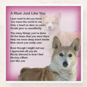 Dessous-de-verre En Verre Corgi Dog Design Mum Poem Dessous de verre