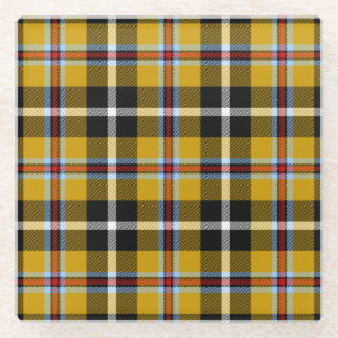 Dessous-de-verre En Verre Cornouailles National Tartan Jaune et Noir Plaid