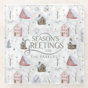 Dessous-de-verre En Verre Cosy Home Christmas Pink ID985