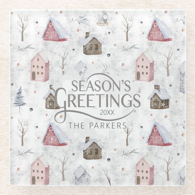 Dessous-de-verre En Verre Cosy Home Christmas Pink ID985 (Devant)