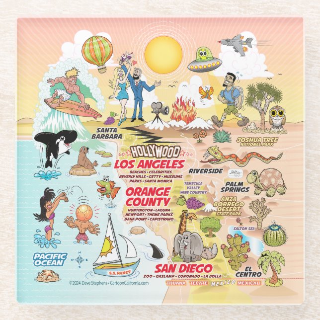 Dessous-de-verre En Verre Coucher de soleil SoCal (Devant)