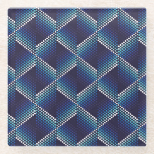 Dessous-de-verre En Verre Couleurs bleues Motif géométrique ondulé