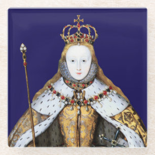 Dessous-de-verre En Verre Couronnement de la Reine Elizabeth de Tudor I