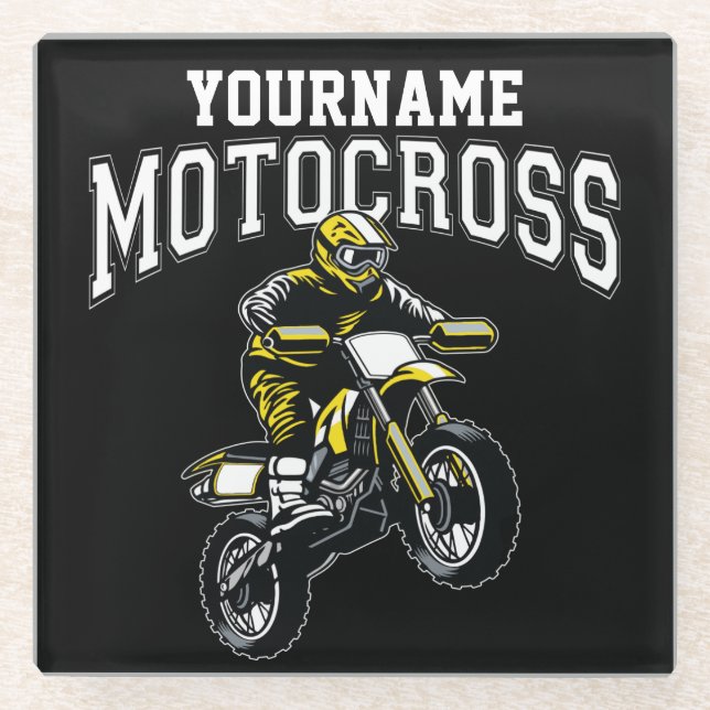 Dessous-de-verre En Verre Course Motocross Dirt Bike Rider personnalisée (Devant)