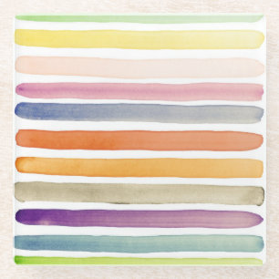 Dessous-de-verre En Verre Courses peintes à la main de brosse d'aquarelle,