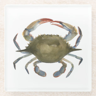 Dessous-de-verre En Verre Crabe d'aquarelle - gris
