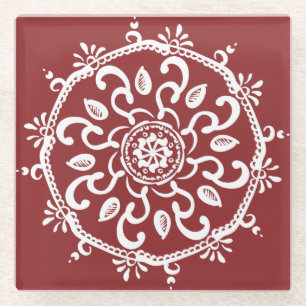 Dessous-de-verre En Verre Cranberry Mandala