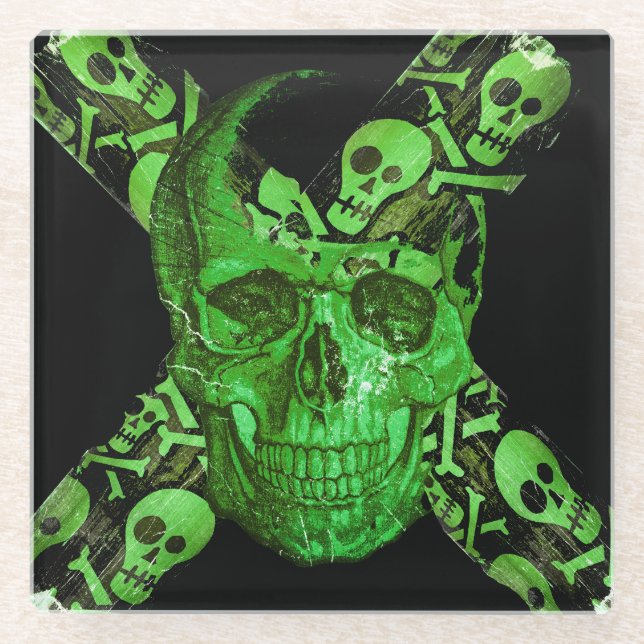 Dessous-de-verre En Verre Crâne d'Halloween #2 (Devant)
