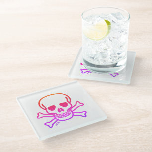 Dessous-de-verre En Verre Crâne néon n os dessous de verre en verre blanc