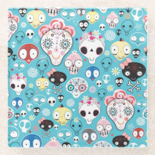 Dessous-de-verre En Verre Crâne riant de texture