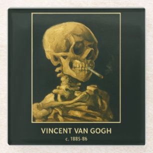 Dessous-de-verre En Verre Crâne Vintage Fumeur – Unique Inspiré de Van Gogh 