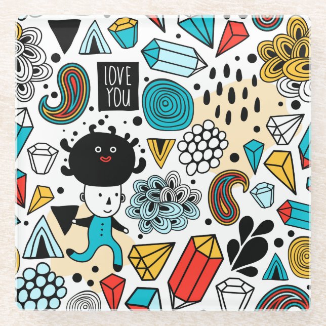 Dessous-de-verre En Verre Crazy head (Devant)