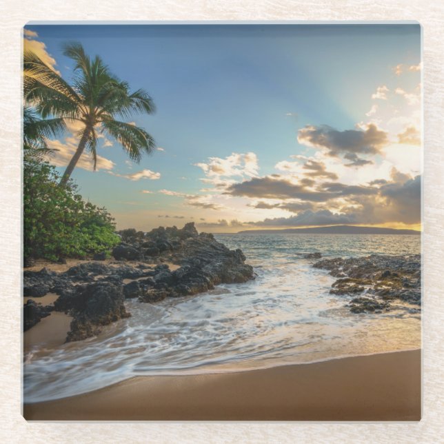 Dessous-de-verre En Verre Crique de la plage | Makena de Makena (Devant)