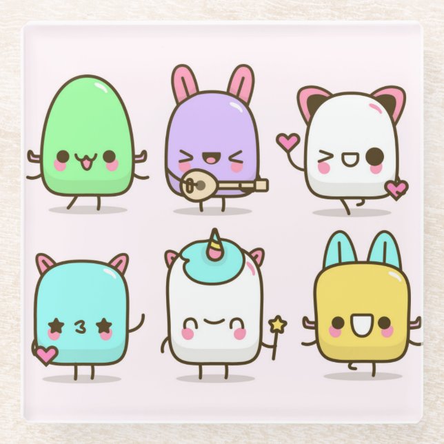 Dessous-de-verre En Verre Critère Kawaii (Devant)