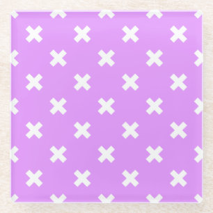 Dessous-de-verre En Verre Croix blanches sur lilas
