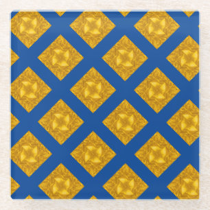 Dessous-de-verre En Verre Croix Gold et Blue Criss