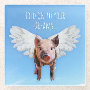 Dessous-de-verre En Verre Croyez en Dreams Funny Pigs Might Fly