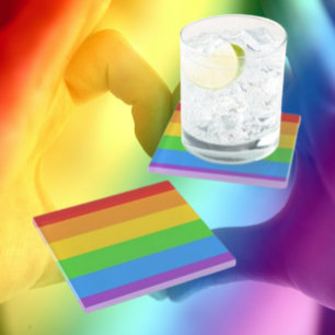 Dessous-de-verre En Verre Crystal Clear Pride : Drapeau Arc-en-ciel