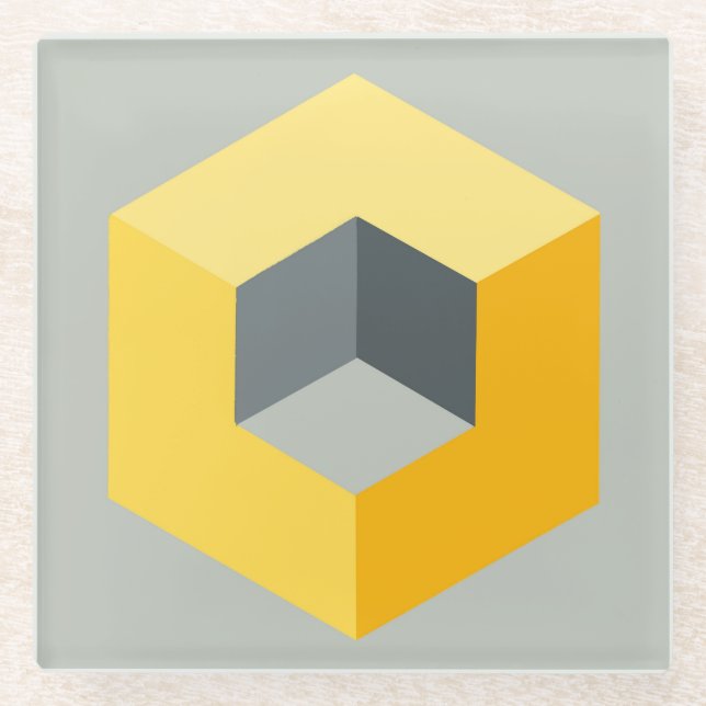 Dessous-de-verre En Verre "Cube géométrique Design (Devant)