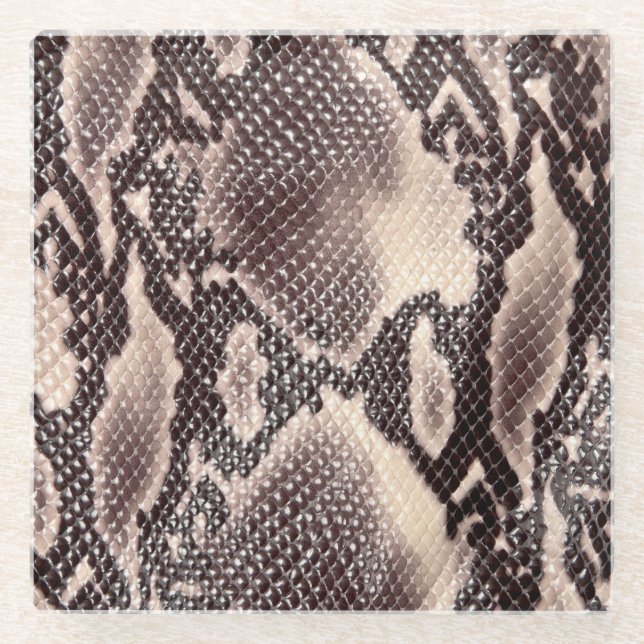 Dessous-de-verre En Verre Cuir serpent : texture brune transparente (Devant)