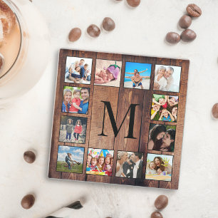 Dessous-de-verre En Verre Custom Family Photo Collage Reclaimed Wood