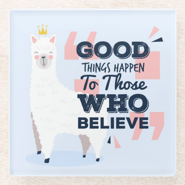 Dessous-de-verre En Verre Cute Llama (Devant)