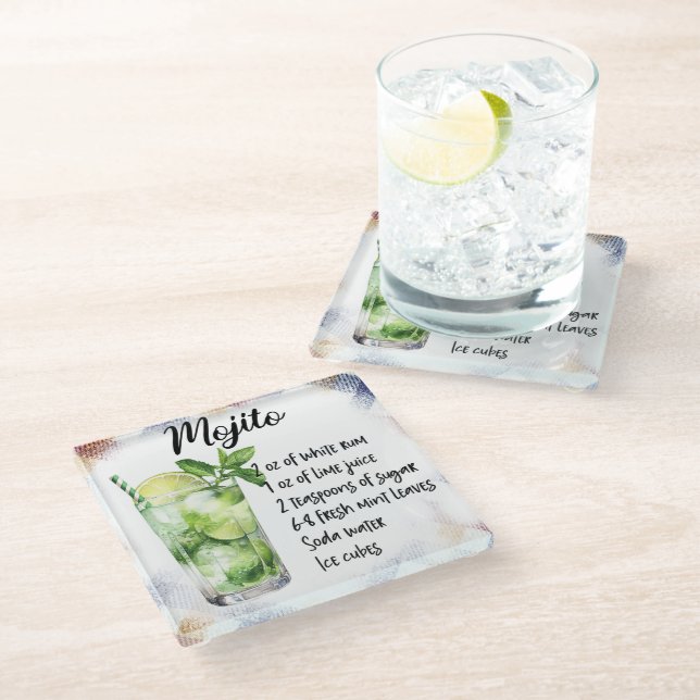 Dessous-de-verre En Verre Cute Mojito Cocktail Recette (Incliné)