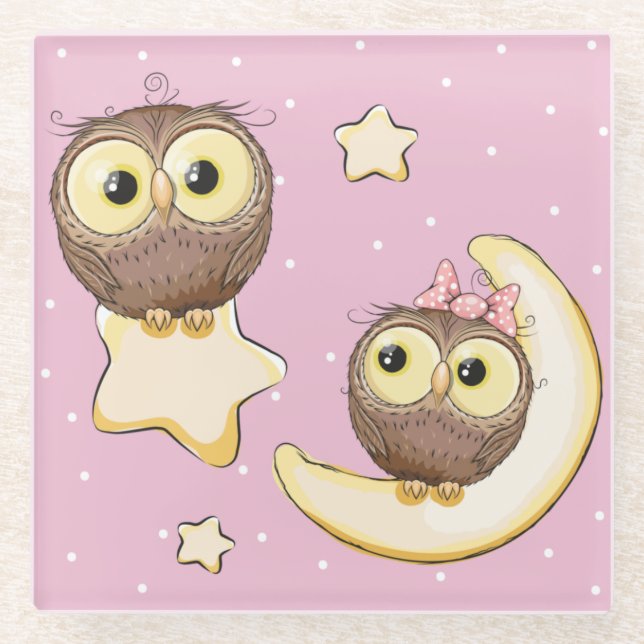 Dessous-de-verre En Verre Cute Owl (Devant)