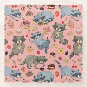 Dessous-de-verre En Verre Cute Racoons