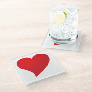 Dessous-de-verre En Verre Cute rouge grand coeur minimaliste moderne