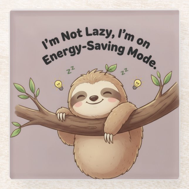 Dessous-de-verre En Verre Cute Sloth "Energy-Saving Mode" (Devant)