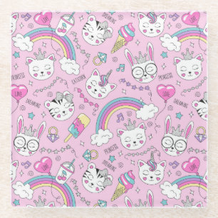 Dessous-de-verre En Verre Cute Unicorn Chats