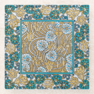 Dessous-de-verre En Verre cyclamen bleu art nouveau fleur botanique