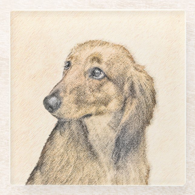 Dessous-de-verre En Verre Dachshund (Longhaerien) Peinture - Art Chien origi (Devant)