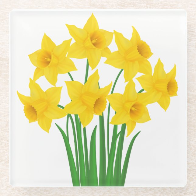 Dessous-de-verre En Verre Daffodiques Dessous de verre-Jaune en verre (Devant)