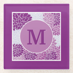 Dessous-de-verre En Verre Dahlia floral violet profond