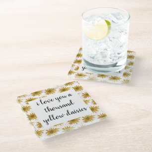 Dessous-de-verre En Verre Daisy Motif Je t'aime Mille Mille Marguerites
