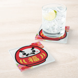 Dessous-de-verre En Verre Daruma japonais kawaii