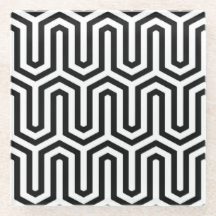 Dessous-de-verre En Verre Déco motif égyptien - noir et blanc