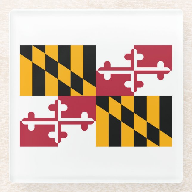 Dessous-de-verre En Verre Décor de conception de drapeau d'état du Maryland (Devant)