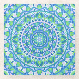 Dessous-de-verre En Verre Décor de table spirituel géométrique boho mandala