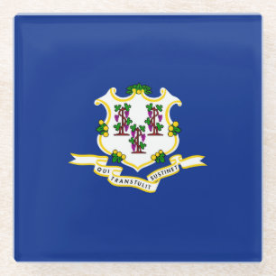 Dessous-de-verre En Verre Décor Design de l'indicateur d'état Connecticut