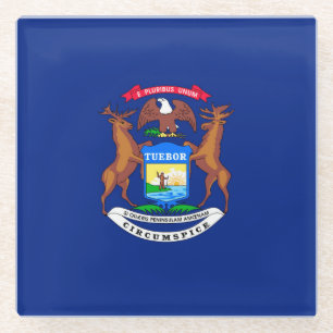 Dessous-de-verre En Verre Décor design du drapeau de l'État du Michigan
